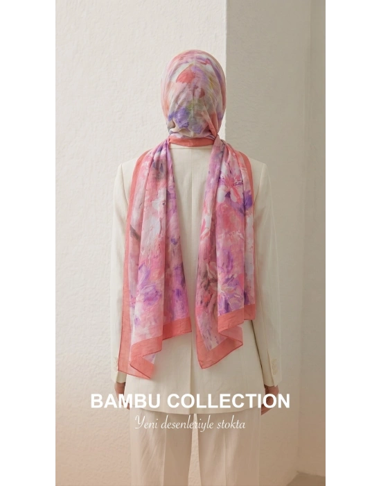 Şehri Şal Bambu Kraş Şal 6360 Şeker Pembe