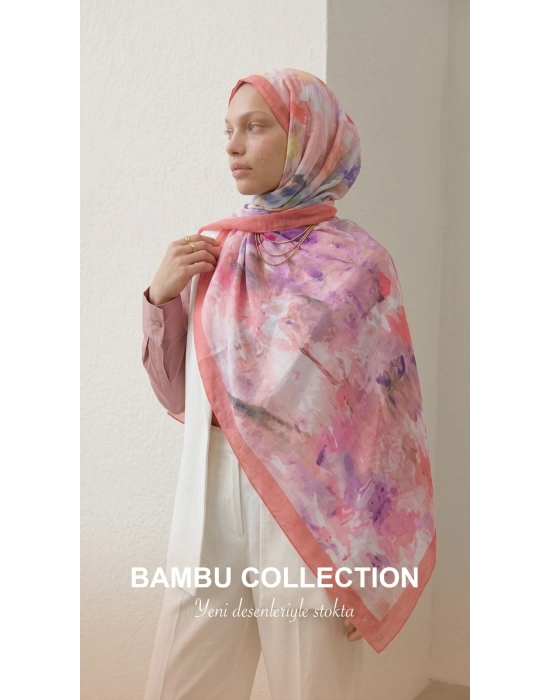 Şehri Şal Bambu Kraş Şal 6360 Şeker Pembe