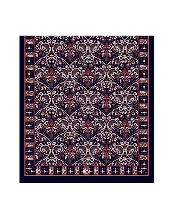 Şehri Şal Bambu Kraş Şal 6371 Lacivert Bordo