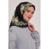Bonjela Soft Eşarp D1 Çiçekli Siyah Haki