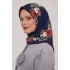 Bonjela Soft Eşarp D1 Çiçekli Lacivert Bordo