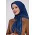 Bonjela Soft Eşarp Minimal Çiçek Desen İndigo Mavi