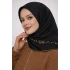 Bonjela Soft Eşarp Minimal Çiçek Desen Siyah Kiremit