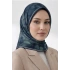 Bonjela Soft Eşarp D2 Çiçek Desen Petrol Mavi
