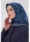 Levidor Kristal Eşarp Etnik Desen Saks Mavi