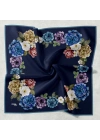 Bonjela Soft Eşarp D1 Çiçekli Lacivert Mavi