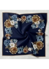 Bonjela Soft Eşarp D1 Çiçekli Lacivert Vizon