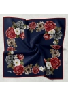 Bonjela Soft Eşarp D1 Çiçekli Lacivert Bordo