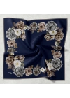 Bonjela Soft Eşarp D1 Çiçekli Lacivert Gri