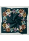 Bonjela Soft Eşarp D1 Çiçekli Petrol Yeşil