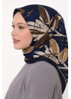 Bonjela Soft Eşarp Yonca Desen Lacivert Vizon