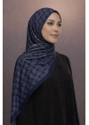 Mavi İpek Lacivert Serisi Soft Pamuk Şal D1