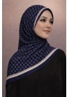 Mavi İpek Lacivert Serisi Soft Pamuk Şal D7