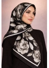 Mavi İpek Siyah Beyaz Serisi Soft Pamuk Şal D2