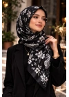 Mavi İpek Siyah Beyaz Serisi Soft Pamuk Şal D9