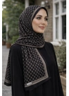 Mavi İpek Siyah Vizon Serisi Soft Pamuk Şal D4