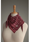 Levidor Kristal Eşarp Zincir Desen Bordo