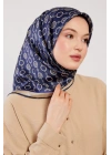 Levidor Kristal Eşarp Zincir Desen Lacivert