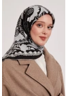 Levidor Royal Eşarp Etnik Desen Siyah Gri