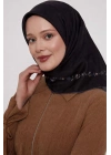 Bonjela Soft Eşarp Minimal Çiçek Desen Siyah Gri