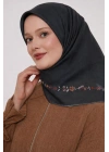 Bonjela Soft Eşarp Minimal Çiçek Desen Antrasit