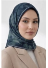 Bonjela Soft Eşarp D2 Çiçek Desen Petrol Mavi