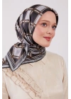 Levidor Kristal Eşarp Baklava Desen Siyah Gri