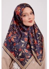 Levidor Kristal Eşarp Lalezar Desen Lacivert