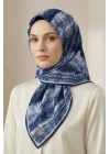 Levidor Kristal Eşarp Dalga Desen Lacivert