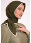 Mismara Müslin Biyeli Eşarp Haki