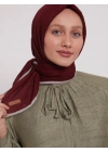 Mismara Müslin Biyeli Eşarp Bordo