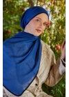 Mismara Müslin Biyeli Eşarp İndigo Mavi