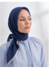 Mismara Müslin Biyeli Eşarp İndigo mavi Vizon