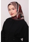 Levidor Kristal Eşarp Asimetrik Desen Siyah Bordo
