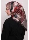 Levidor Kristal Eşarp Asimetrik Desen Siyah Bordo