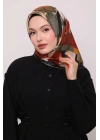 Levidor Kristal Eşarp Asimetrik Desen Siyah Haki