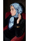 Levidor Kristal Eşarp Mermer Desen Mavi