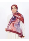 Luissa Bambu Kraş Şal Ebruli Desen Bordo