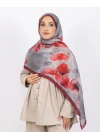 Luissa Bambu Kraş Şal Lale Desen Bordo