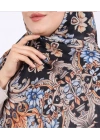 Luissa Bambu Kraş Şal Osmanlı Desen İndigo Mavi