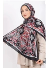 Luissa Bambu Kraş Şal Osmanlı Desen Siyah Gri