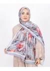 Luissa Bambu Kraş Şal Pastel Desen Gri