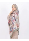Luissa Bambu Kraş Şal Pastel Desen Haki
