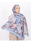 Luissa Bambu Kraş Şal Pastel Desen İndigo Mavi