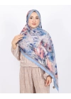 Luissa Bambu Kraş Şal Pastel Desen İndigo Mavi