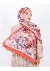 Luissa Bambu Kraş Şal Pastel Desen Kiremit