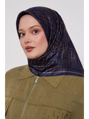 Levidor Kristal Eşarp Kare Desen Lacivert