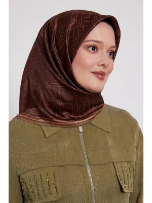 Levidor Kristal Eşarp Kare Desen Kahve