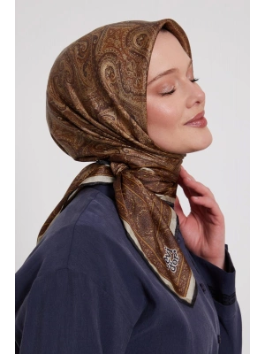 Levidor Kristal Eşarp Etnik Desen Yağ Yeşili