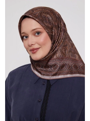 Levidor Kristal Eşarp Etnik Desen Pudra Vizon